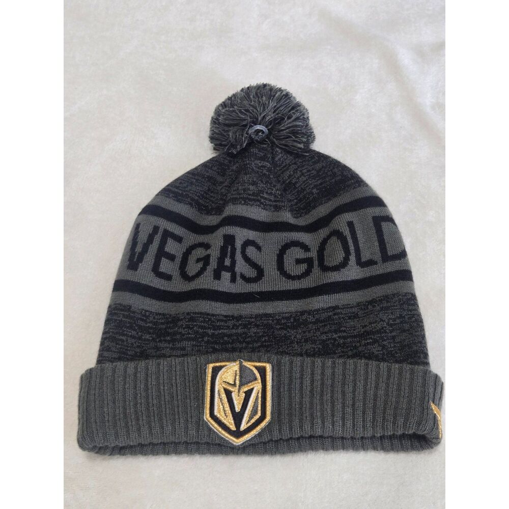 Vegas Golden Knights Fanatics Authentic Pro Pom Beanie Gray Black NHL Hat
